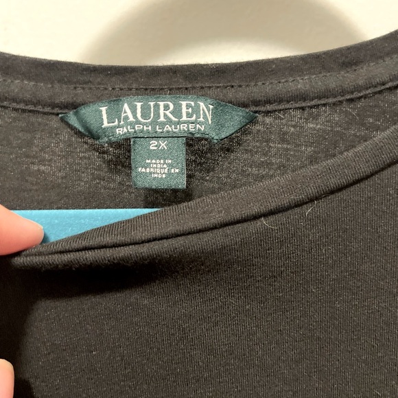 Lauren by Ralph Lauren. Black plus size fancy tee. 2X - Picture 2 of 8